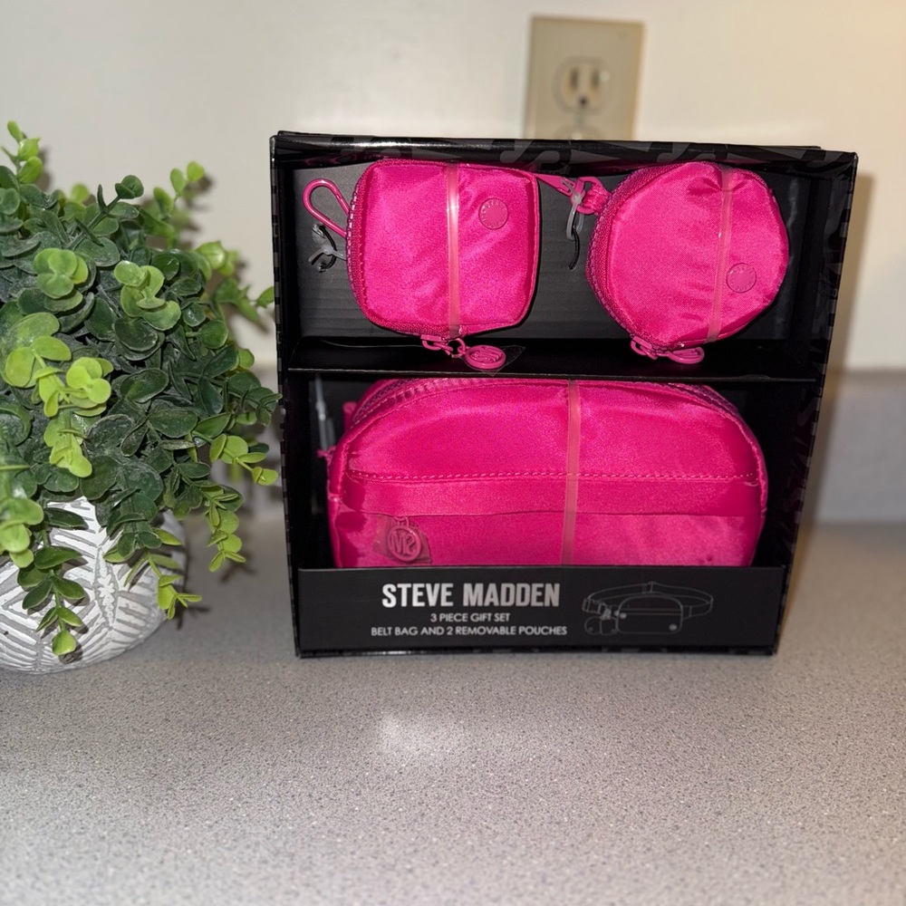 Steve Madden Vibrant Pink 3-Piece Belt Bag Set